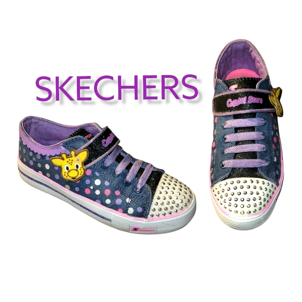 SKECHERS Sport Crystal Stars Light Up Sneakers Girl's Size 2